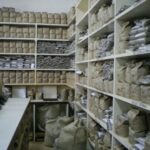 Green coffee sample library at the Socinaf Mill. Samples are stored in this archive for three years. Photo courtesy of Gordon Clark 2009.